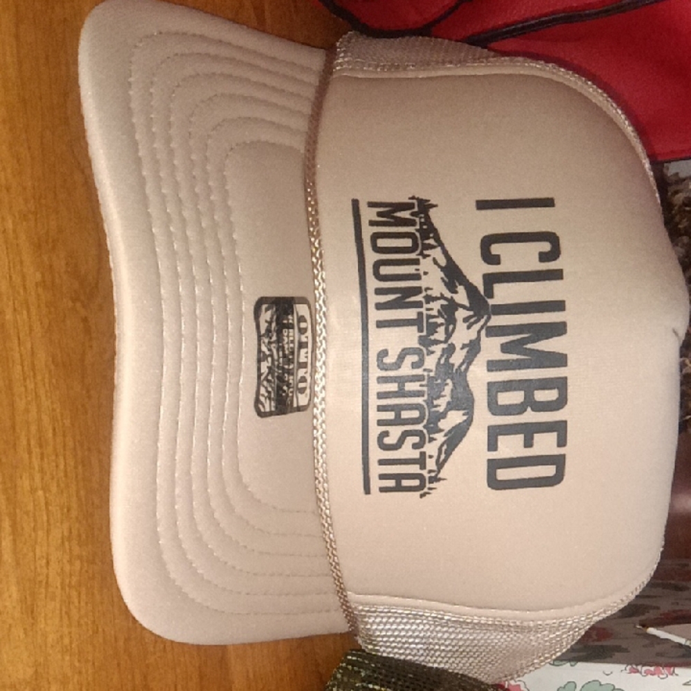 Beige 'I Climbed Mount Shasta' Trucker Hat